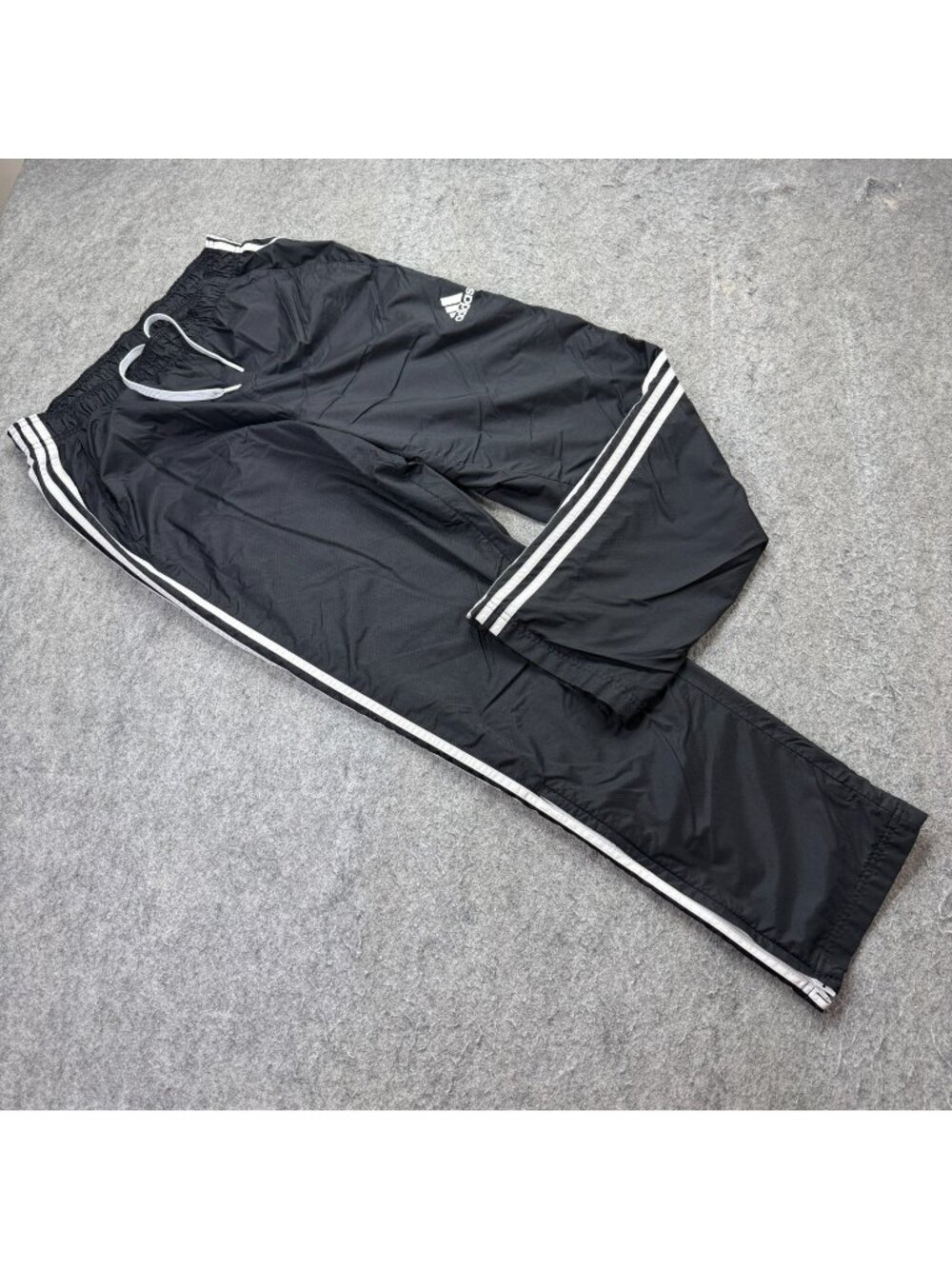 Adidas Windbreaker Track Pants Men L Black Woven 31" Ankle Zip Nylon Straight